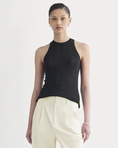 Everlane Pointelle Racerback Tank Top Sweater In Black