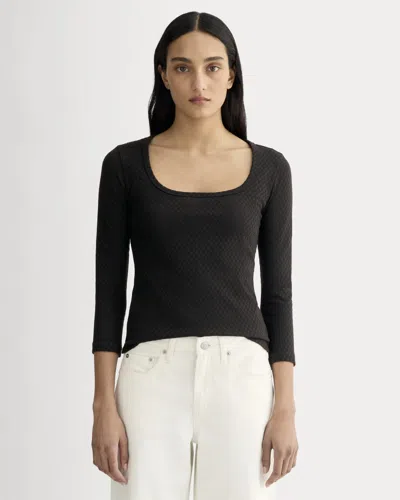 Everlane Pointelle Scoop-neck Top In Black