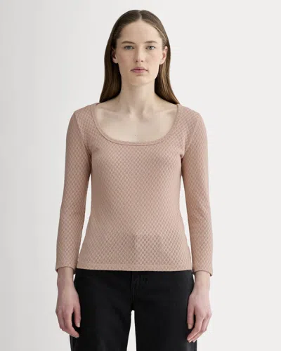 Everlane Pointelle Scoop-neck Top In Rose Smoke In Pink