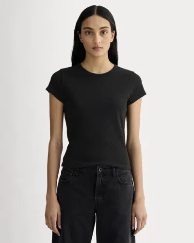 Everlane Pointelle Short-sleeve Tshirt In Black