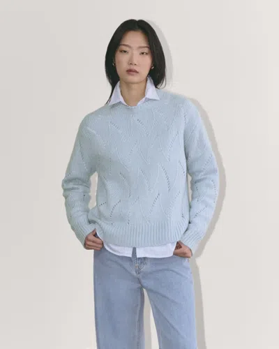 Everlane Pointelle Sweater In Chambray Blue