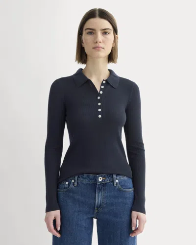 Everlane Polo Sweater In Blue