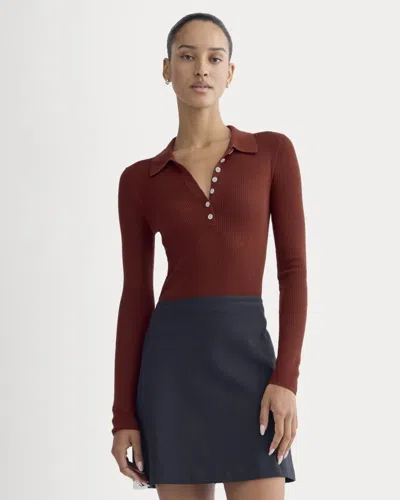 Everlane Polo Sweater In Burgundy
