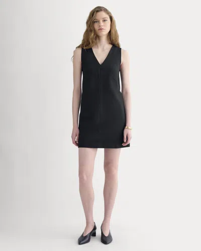 Everlane Ponte V-neck Mini Dress In Black