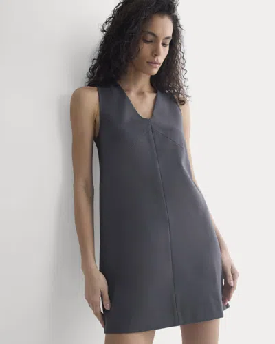 Everlane Ponte V-neck Mini Dress In Graphite In Gray