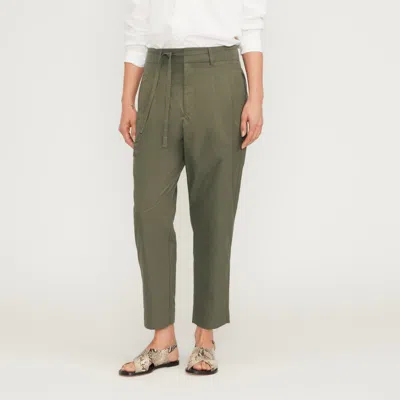 Everlane Poplin Pleated Taper Pant In Kalamata In Green