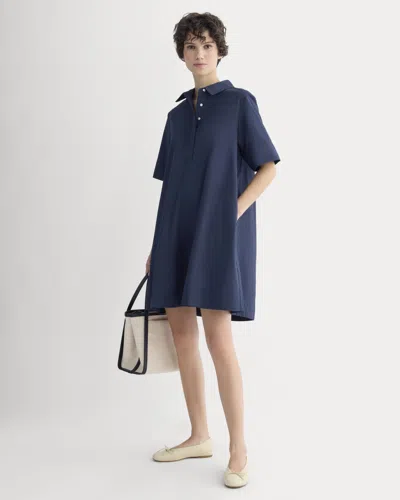 Everlane Popover Mini Shirtrdress In Blue