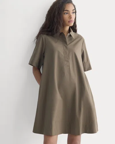 Everlane Popover Mini Shirtrdress In Brown