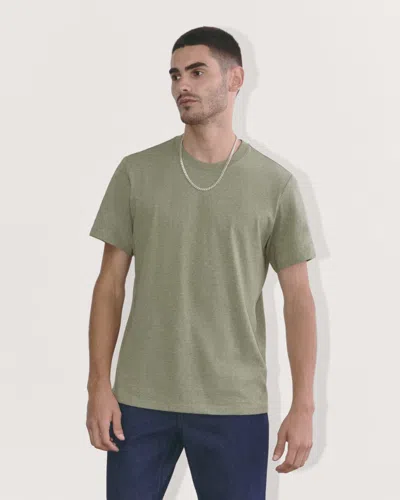 Everlane Premium-weight Crew Neck Tshirt In Heather Sage Green