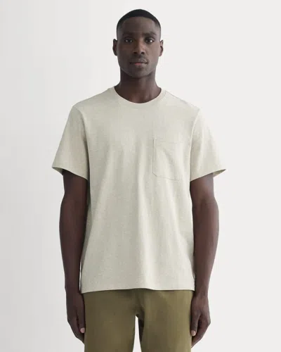 Everlane Premium-weight Pocket Tshirt In Heather Oatmeal In White
