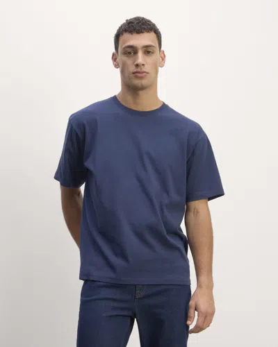 Everlane Premium-weight Relaxed Crew Neck Tshirt In Navy In Blue