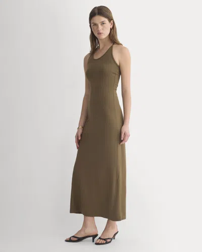 Everlane Racerback Maxi Knit Dress In Beech In Brown