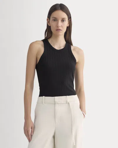 Everlane Racerback Tank Top In Pointelle In Black