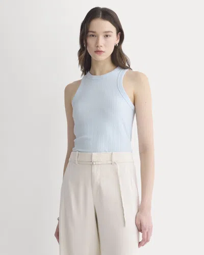 Everlane Racerback Tank Top In Pointelle In Skywriting In Blue