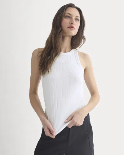 Everlane Racerback Tank Top In Pointelle In White