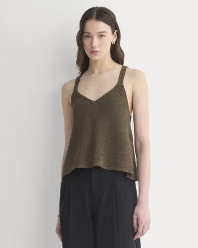 Everlane Racerback V-neck Sweater In Beech In Brown