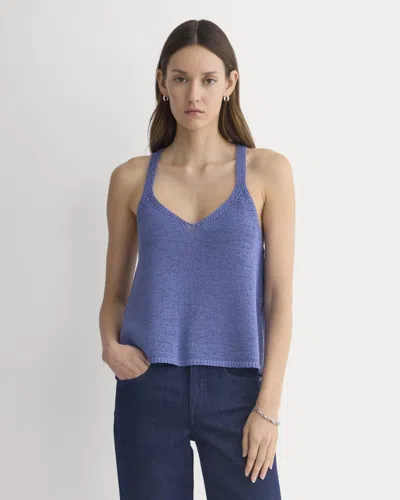 Everlane Racerback V-neck Sweater In Blue Dusk
