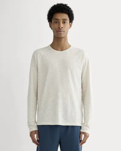 Everlane Rec Long-sleeve Crew Neck Tshirt In Heathered Oat In White