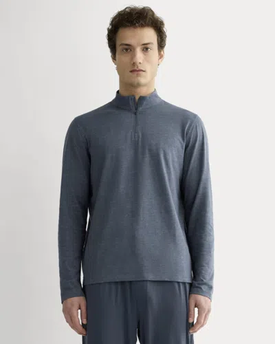 Everlane Rec Quarter-zip In Heathered Navy In Blue