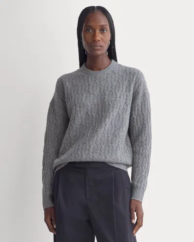 Everlane Relaxed Cable-knit Crew Neck Sweater In Gray