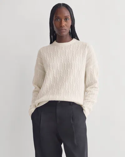 Everlane Relaxed Cable-knit Crew Neck Sweater In White