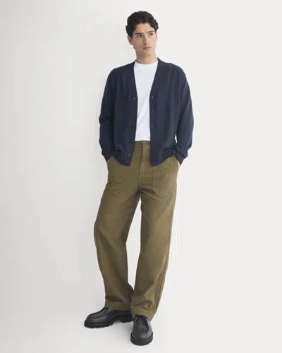 Everlane Relaxed Herringbone Fatigue Pants In Beech In Green