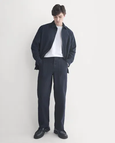 Everlane Relaxed Herringbone Fatigue Pants In Deep Navy In Blue