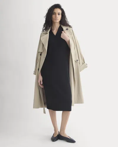 Everlane Relaxed V-neck Midi Sweater Dress In Black