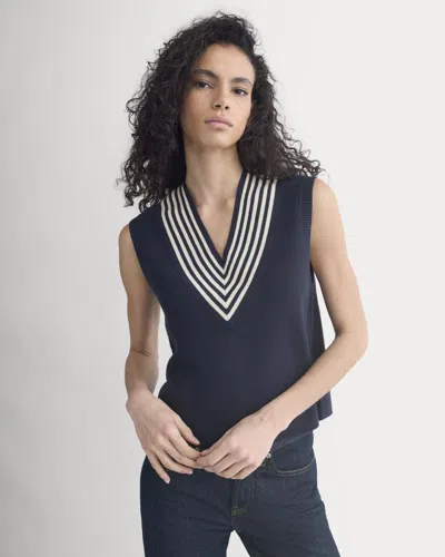Everlane Relaxed V-neck Sweater Vest In Blue