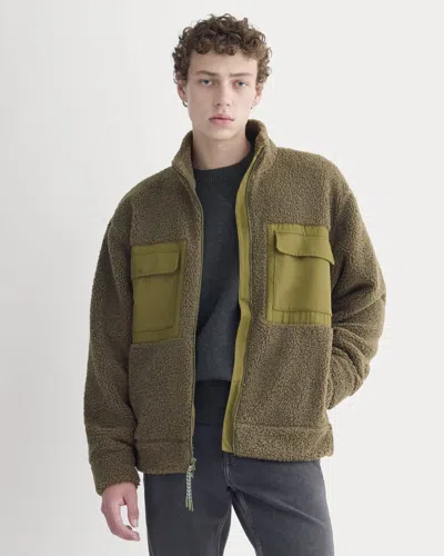 Everlane Retrack Fleece Zip-up In Beech In Green