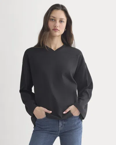 Everlane Retro V-neck Jersey In Black