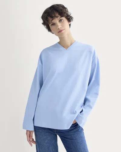 Everlane Retro V-neck Jersey In Open Air Blue