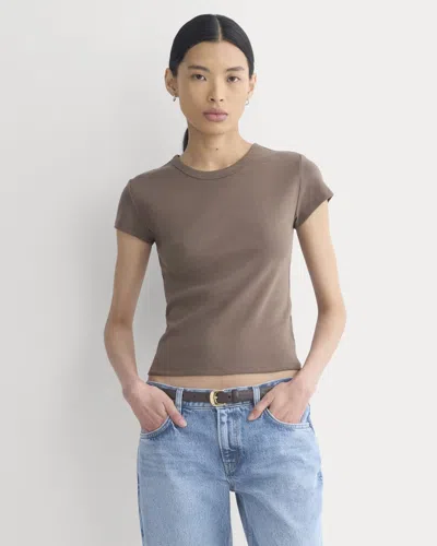 Everlane Retrosoft Cotton Crew Neck Tshirt In Deep Taupe In Brown