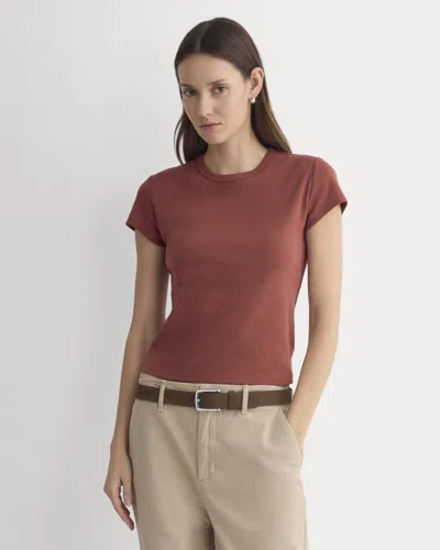 Everlane Retrosoft Cotton Crew Neck Tshirt In Henna Red In Brown