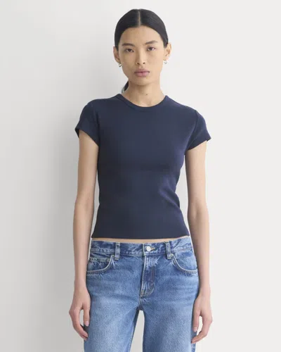 Everlane Retrosoft Cotton Crew Neck Tshirt In Navy In Blue