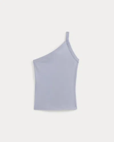 Everlane Retrosoft Cotton One-shoulder Tank Top In Aleutian In Blue