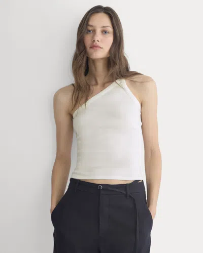 Everlane Retrosoft Cotton One-shoulder Tank Top In Bone In Pattern