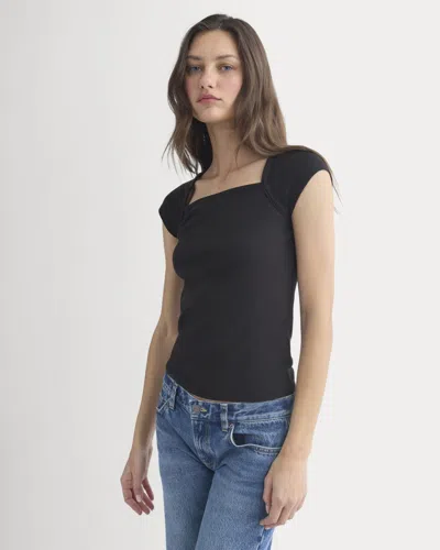 Everlane Retrosoft Cotton Square-neck Tshirt In Black