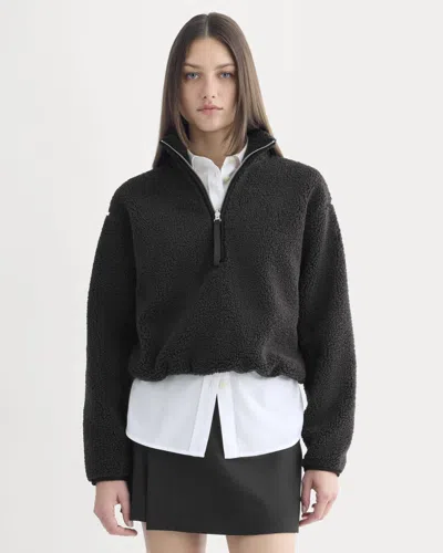 Everlane Reversible Teddy Half-zip Pullover In Black