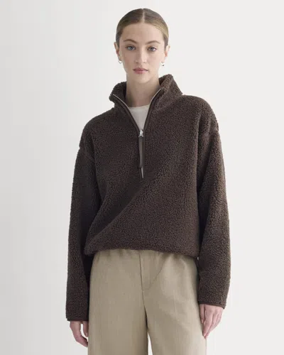 Everlane Reversible Teddy Half-zip Pullover In Coffee Bean In Brown