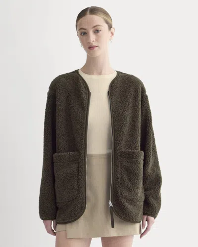 Everlane Reversible Teddy Jacket In Coffee Bean In Brown
