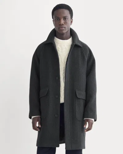 Everlane Rewool Car Coat In Heather Charcoal In Black