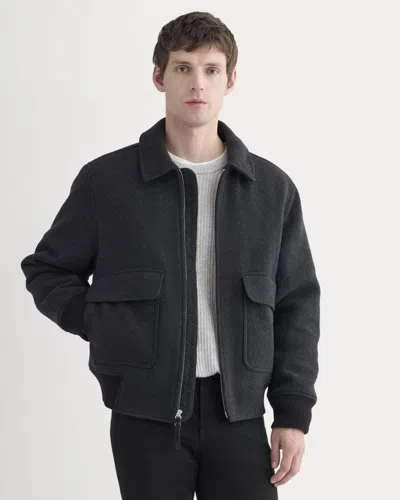 Everlane Rewool Flight Jacket In Heather Charcoal In Black