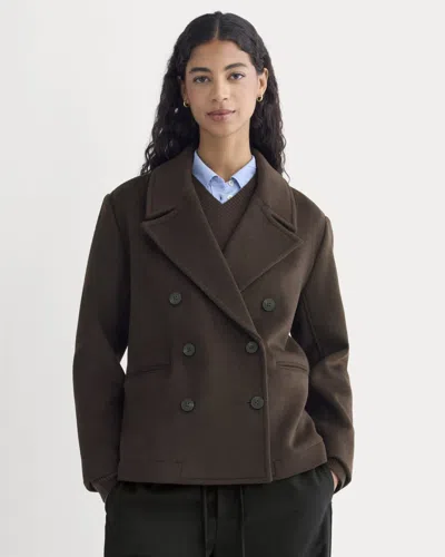 Everlane Rewool Short Peacoat In Dark Chocolate In Brown