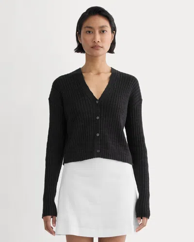 Everlane Ribbed Cardigan In Black