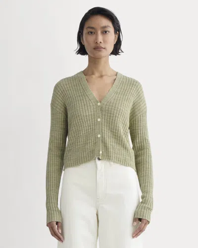 Everlane Ribbed Cardigan In Green