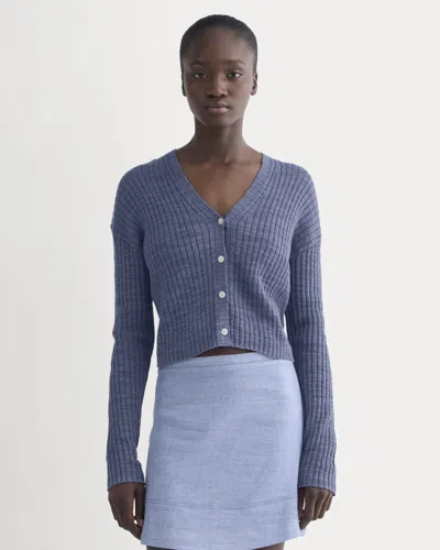 Everlane Ribbed Cardigan In Purple