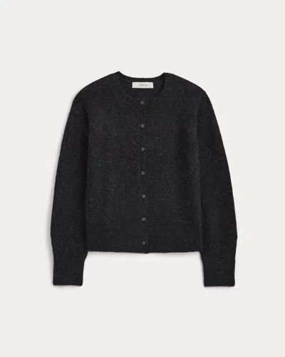 Everlane Ribbed Cropped Cardigan In Black