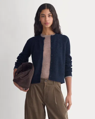 Everlane Ribbed Cropped Cardigan In Blue
