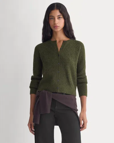 Everlane Ribbed Cropped Cardigan In Green